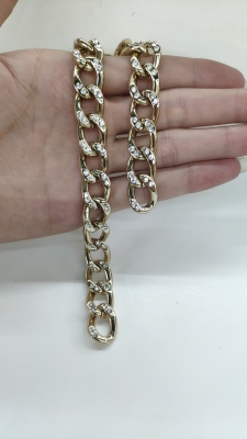 Jiye Hardware Chain Diamond-Embedded Light Gold Single Grinding Chain Luggage Accessories Clothing Jewelry Size Specification Customization
