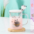 Creative Cartoon Glass Cup with Cover Spoon Planet Cup Cute Male and Female Student Coffee Cup Home Breakfast Transparent Cup