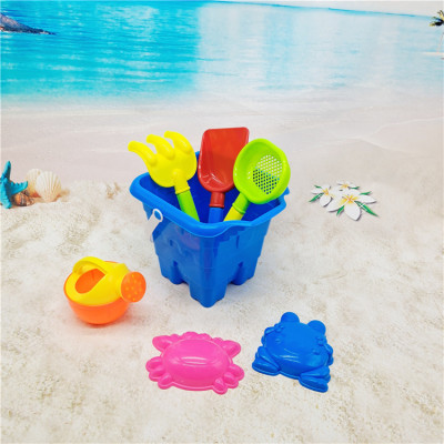 7-Piece Set Spatula Set Children's Beach Plastic Toy Bucket Children's Sand Castle Barreled Water Bucket Fish Catching Bucket