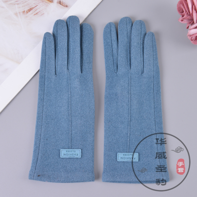 Spring and Autumn Gloves Women's Thin Outdoor Riding Electric Car Driving Wind-Proof and Cold Protection Touch Screen Warm Finger Velvet Gloves