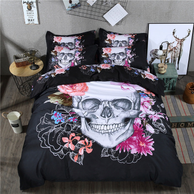 3D Cross-Border AliExpress Amazon EBay Kit Hot Bedding Home Textile Quilt Cover Skull Printed Suite