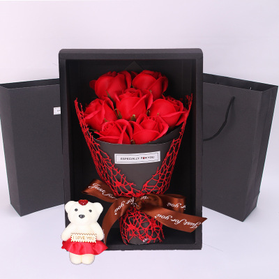 Cross-Border Simulation Carnation 7 Rose Soap Bouquet Gift Box Valentine Gift Teacher's Day Creative Practical Gift