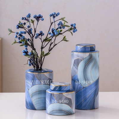 Guyun Factory DirectCeramicCrafts EntryLuxury Home Blue Ribbon Decoration Handmade Horse High Temperature Vase Candy Box