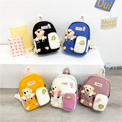 Kindergarten Backpack 2021 New Foreign Trade Boys and Girls Baby Cute Bear Accessory Bag Fashion Small Schoolbag Wholesale