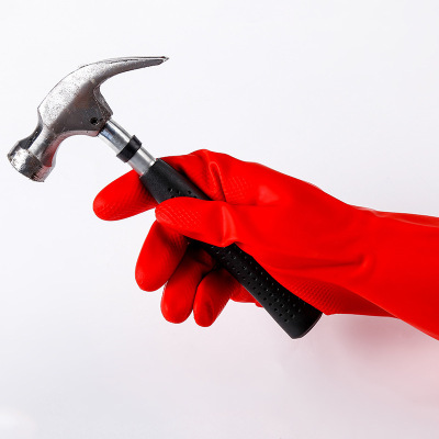 80G Mesh Red Household Dishwashing Waterproof Protective Glove Anti-Erode Glove Industrial Gloves Natural Latex Gloves