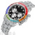 New Luxury Diamond Men's Watch Three-Eye Square Diamond Calendar Hip Hop Watch Colorful Crystals Men's Watch