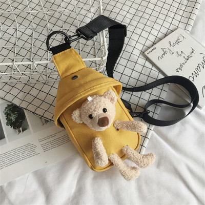 Girls' Bags 2020 New Victory Bear Bag Canvas Chest Bag Online Influencer Cute Students' Crossbody Bag Personality Waist Bag Tide