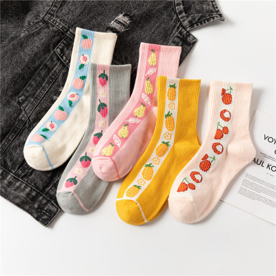 SocksSocks Ins Japanese and Korean Style Trendy Fruit Women's Socks Cotton Socks Mid-Calf Length Socks Socks Wholesale