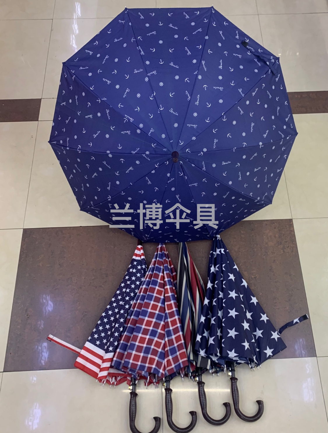 自动10股热转印满版印花北欧风晴雨伞直杆伞男士女士伞