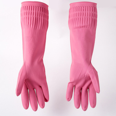Genuine Meizhixiu Pink Household Dishwashing Rubber Gloves Thick Warm Pink Acid and Alkali Resistant Protective Latex Gloves