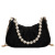Chanel-Style Pearl Chain Single Shoulder Underarm Bag Female 2021 Korean Fashion Pleated Ins Personality Crossbody Small Square Bag