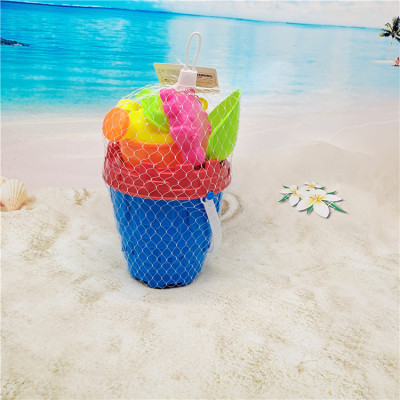 Summer Children's Beach Toys Plastic Water Castle Bucket Boys and Girls Seaside Water round Barrel Amusement Park Shovel