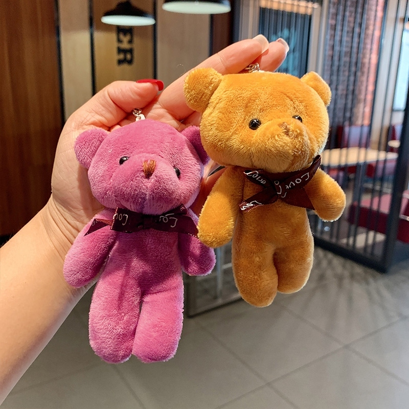 毛绒小熊钥匙扣女ins网红可爱卡通钥匙链diy汽车挂饰情侣包包挂件