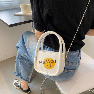 Japanese Cartoon Small Bag Summer 2021 Korean Fashion Graffiti Cute Smiling Face Girl Chain Crossbody Handbag