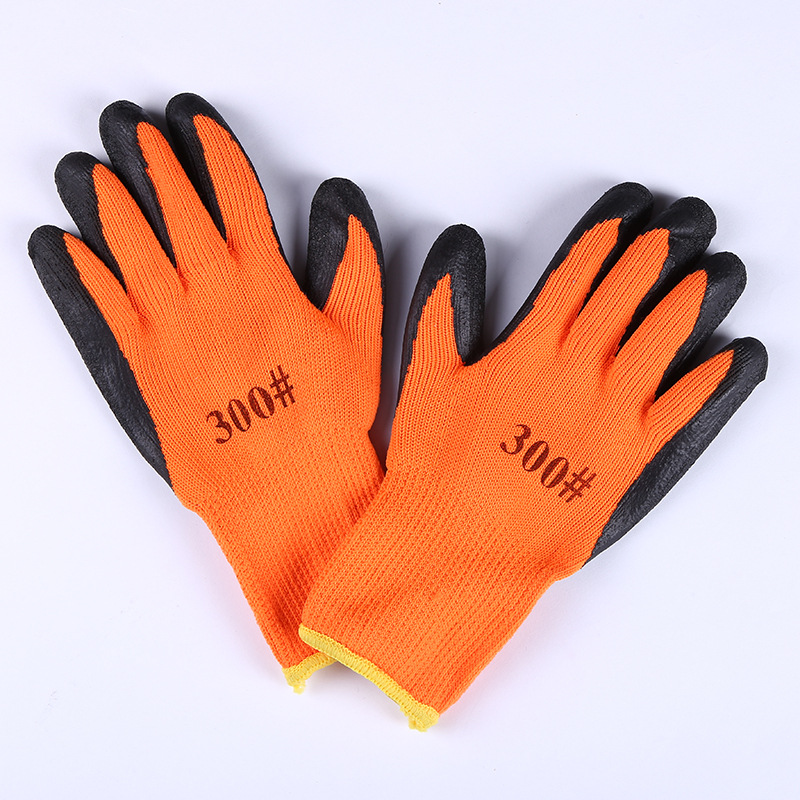 冬季加绒保暖绒里手套加厚毛圈皱纹挂胶手套防滑耐磨劳保手套定做