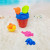 New Children Sand Playing Set Tools Men's and Women's Beach Toy Bucket round Barrel Castle Bucket Plastic Seaside Rake Shovel