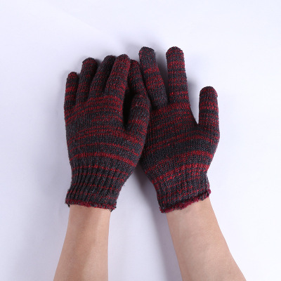 Spot Labor Gloves Wholesale 600 Black Background with Red Flowers Knitted Cotton Gloves Car Repair Cotton Gloves Yarn Glove Factory Wholesale