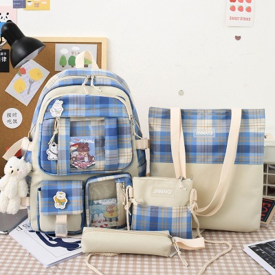 Schoolbag Female Korean High School Plaid Japanese Backpack Artistic Middle School Student Primary School Student Backpack Wholesale