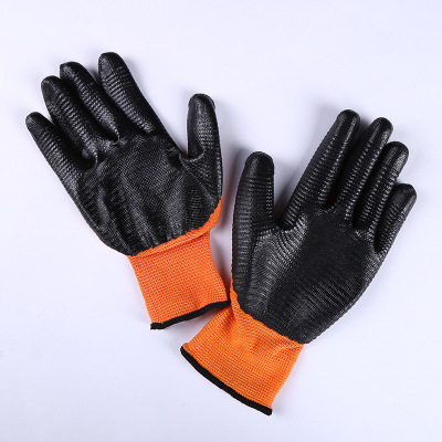 13-Pin Zebra Pattern Nitrile Gloves Wave Pattern Nitrile Labor Gloves Construction Wear-Resistant Non-Slip Worker Gloves