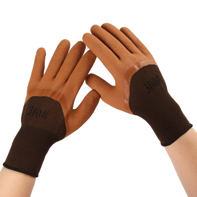 13-Pin Coffee Foam Labor Gloves Factory Wholesale Construction Site Non-Slip Protective Worker Gloves