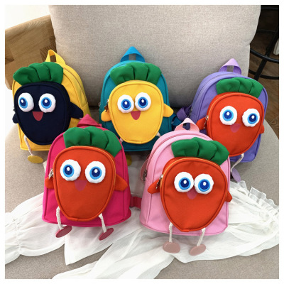 2021 New Children's Bags Cute Trendy Carrot Canvas Children's Schoolbag Backpack Foreign Trade