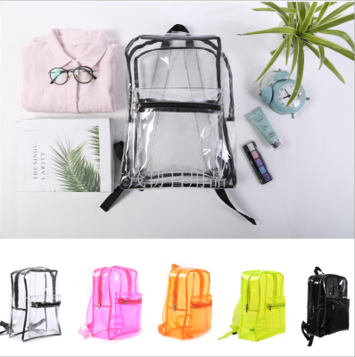 PVC Sewing Style Backpack Transparent Basic Style School Bag Plastic Backpack Gel Bag