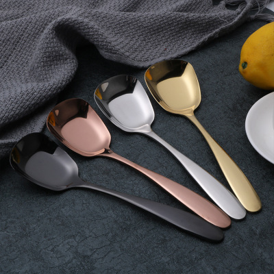 304 Stainless Steel Spoon Creative Square FlatBottom Spoon Student Spoon Deepening Square IceCream Spoon Household Spoon