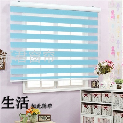 Foreign Trade Export Factory Direct Sales Roller Shutter Soft Gauze Curtain Hand Pull Double Roller Blind Louver Curtain Shading Curtain Roller Shutter Curtain