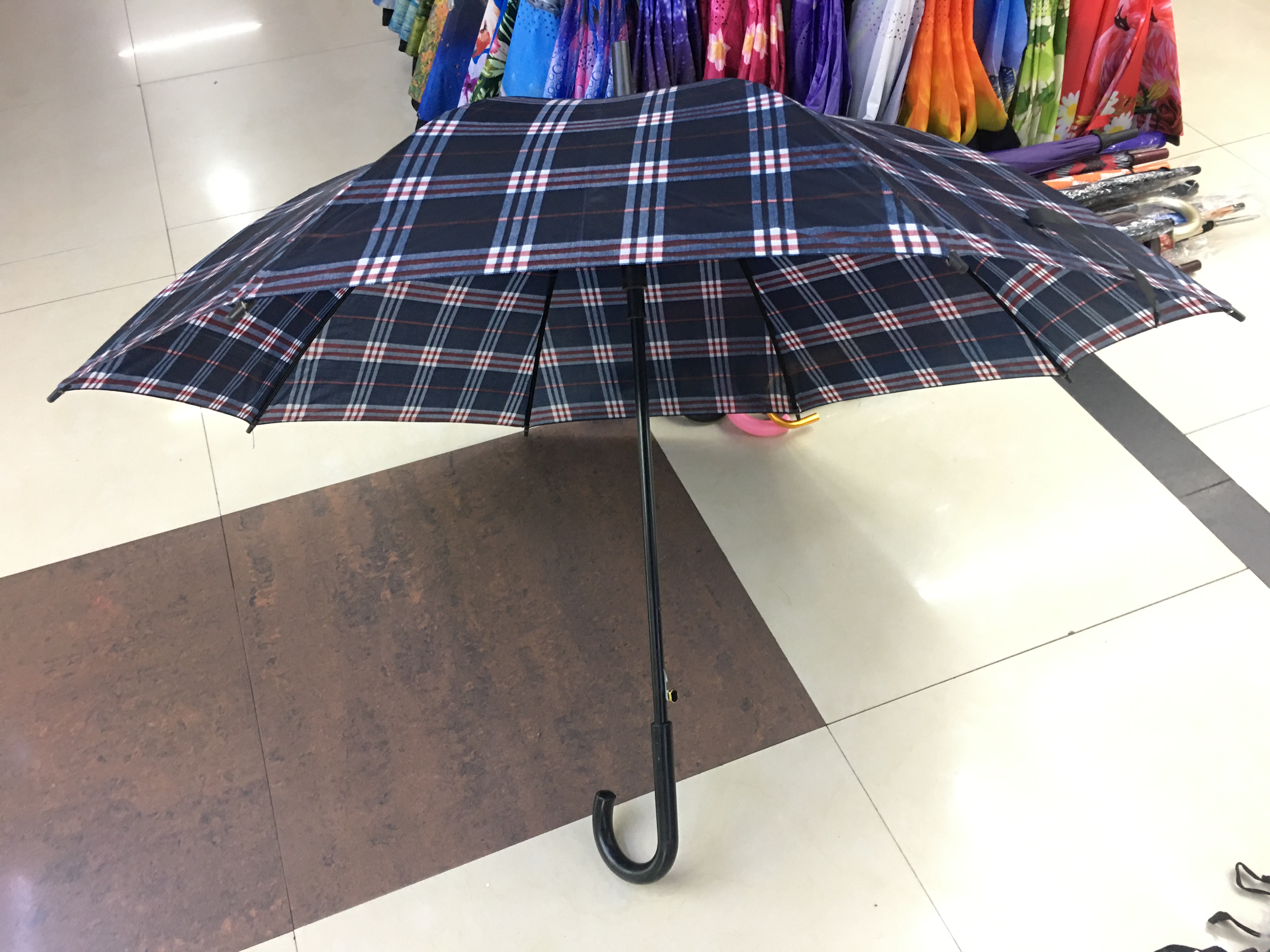 60cm automatic plaid umbrella sunny umbrella reinforced wind-resistant umbrella supermarket special supply foreign trade umbrella wholesale at a low price
