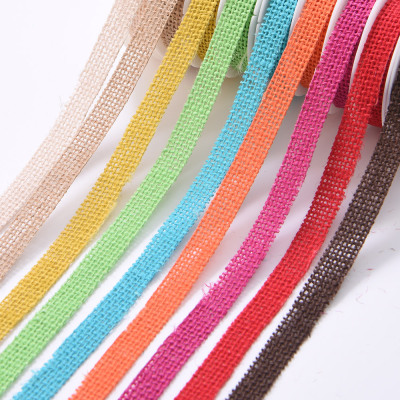 Factory Direct Sales Colorful Linen Ribbon Christmas Party Decorative Band Lace Burlap Roll Hemp Ribbon Customizable