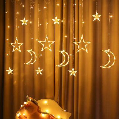LED Curtain Colored Lights Christmas Decoration Curtain Lights Starry Sky Star Lighting Chain Cross-Border Led Five-Pointed Star Curtain Lighting Chain
