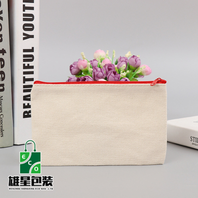 Amazon Cross-Border Wholesale Creative Spot Blank Zip Canvas Pencil Case Custom Cosmetic Bag Storage Clutch