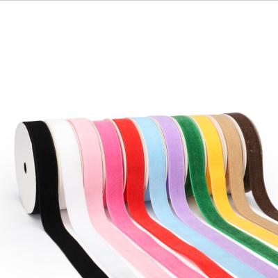 Factory Wholesale Polyester Single-Sided Silk Velvet Band Color Velvet Band Velvet Ribbon Hair Accessories Gift Box Packaging Ribbon