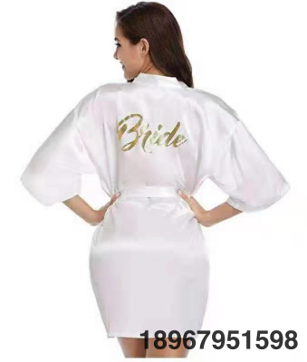 Bridal Gown Morning Gowns Ladies' Robe Wedding Pajamas Makeup Bridesmaid Group Wedding Gown Bride Printed Embroidered Bathrobe