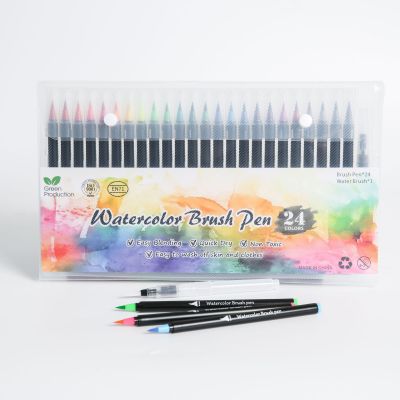 Spot Goods Amazon 24+1 Crayon 48 Color Soft Head Brush Pen Fountain Pen Painting Kit Watercolor Pen Crayon