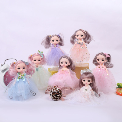 17cm Princess Dress with Keychain Babi Doll Toy Children's Game Doll Gift for Girls Wholesale