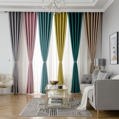 Factory Direct Sales Glossy Curtain Artificial Silk Shading Satin Curtain Modern Light Luxury Bedroom Living Room Shading Cloth