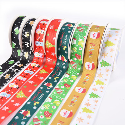 Christmas Theme Series Printing Ribbon Gift Box Bouquet Decorative Band Ribbon Customizable Printing