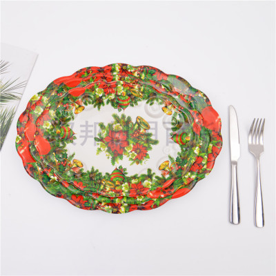Christmas Bell Design Oval Charger Plates Dinner Chargers Decorative Plates for Home Kitchen Party Wedding Events