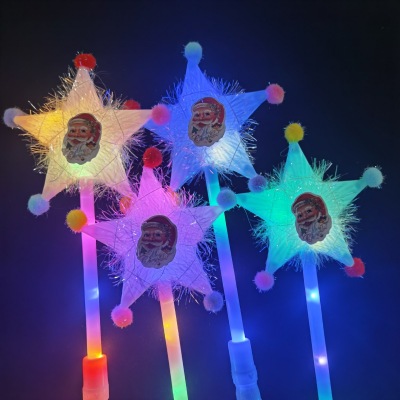 Luminous Christmas Five-Pointed Star Glow Stick Gold Silk Magic Wand Christmas Children's Toys Glow Stick Concert Props