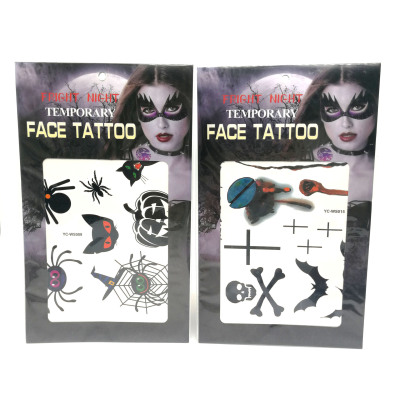 Halloween Ghost Festival Face Pasters Tattoo Stickers Disposable Water Transfer Tattoo Festival Stickers Pumpkin Skull Bat