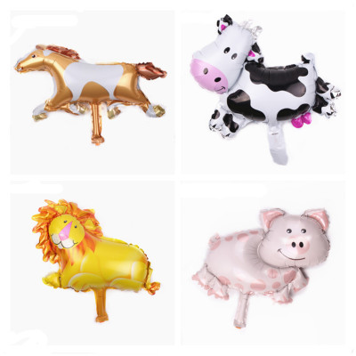 New Mini Cartoon Animal-Shaped Aluminum Balloon Mini Cow Lion Pig Pony Balloon