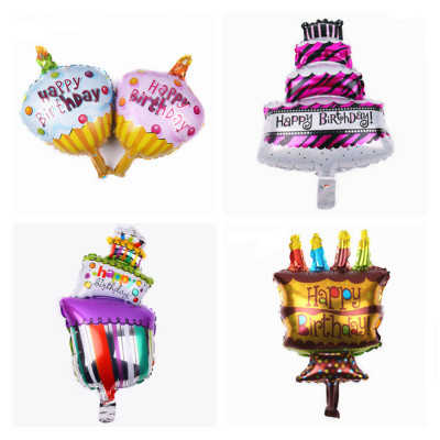 Mini Chocolate Cake Aluminum Film Balloon Candle Balloon Wedding Party Event Decoration Foreign Trade Balloon