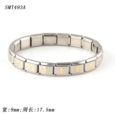 Exclusive for Cross-Border Stainless Steel Bracelet Classic Creative Vacuum Gold Plated Cross Adjustable Stretch Bracelet