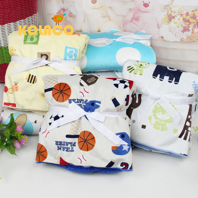 Short Plush Printed Blanket Lambswool Baby Bed Blanket Infant Warp Spring, Autumn and Winter New Hug Blanket