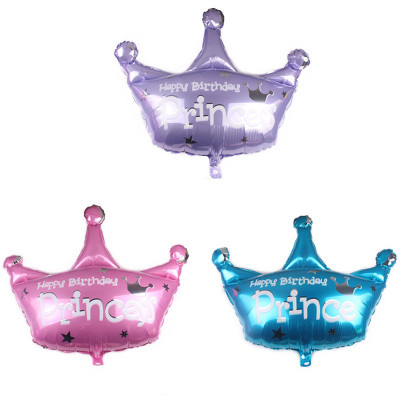 New Baby Crown Prince Princess Crown Aluminum Balloon Children's Birthday Party Aluminum Foil Helium Balloon Wholesale