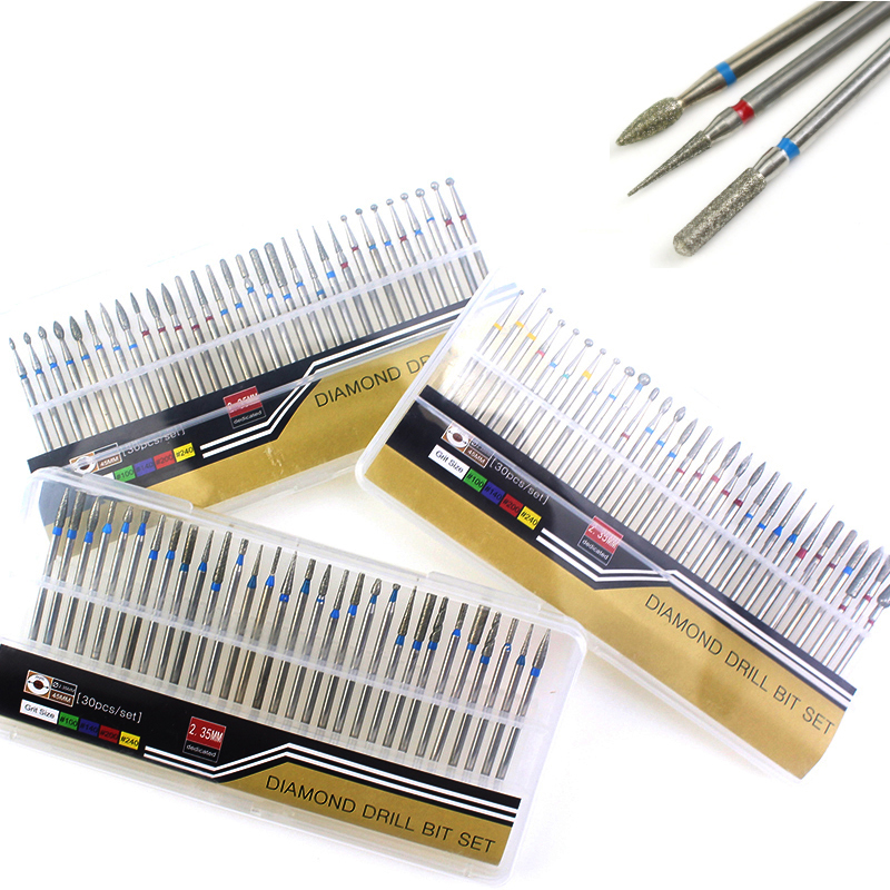 跨境专供外贸爆款美甲金刚石打磨头套装 钨钢合金磨头抛光工具30