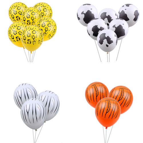 New 12-Inch 2.8G Thickened Five-Sided Cow Leopard Tiger Print Latex Balloon Party Decoration Balloon