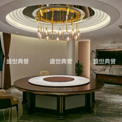 Seafood Hotel Electric Table Restaurant Electric Turntable Large round Table by Light Luxury Solid Wood Dining Table