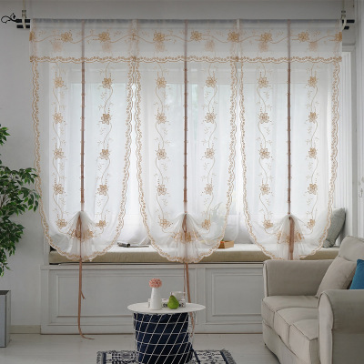 Factory Processing Custom Wholesale Bedroom Lifting Curtain Mesh Curtains Embroidered Living Room Window Screen Roman Curtains Curtain